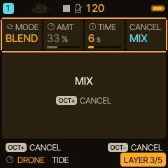 BLEND on the actual Caravel firmware display